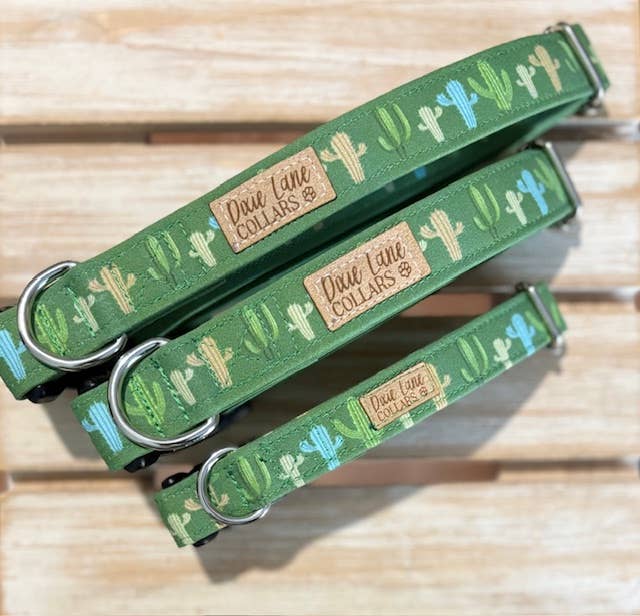 Green Western Cactus Dog Collar, Dixie Lane Collars