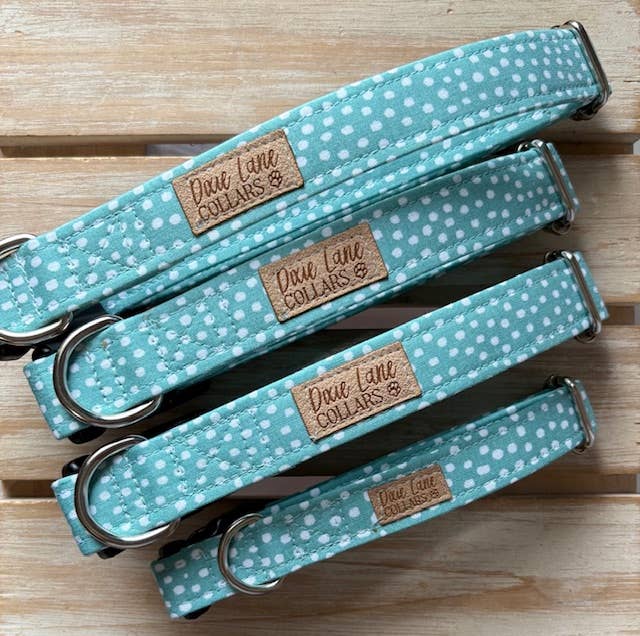 Teal Fawn Polka Dot Dog Collar, Dixie Lane Collars