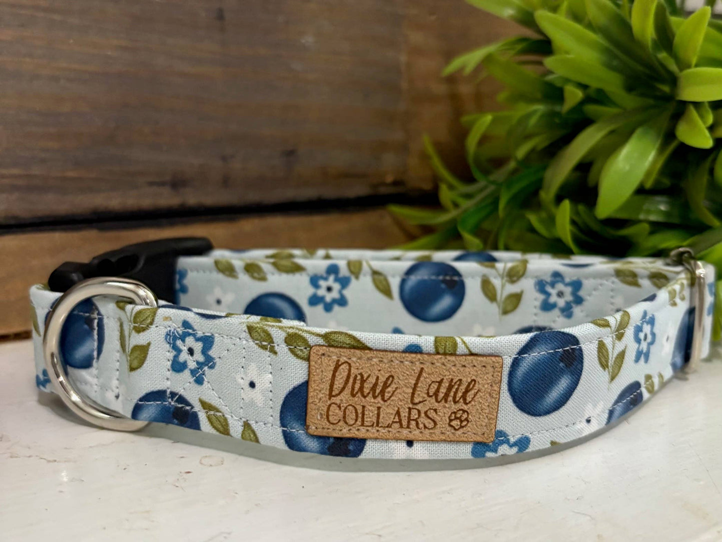 Blueberry Floral Dog Collar, Dixie Lane Collar