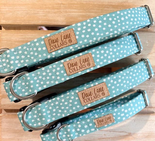 Teal Fawn Polka Dot Dog Collar, Dixie Lane Collars