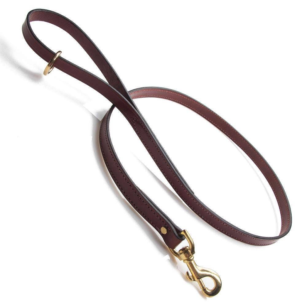 Leather Snap Leash -  3/4" width - Chestnut