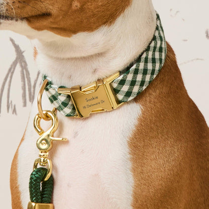 Evergreen Gingham Dog Collar