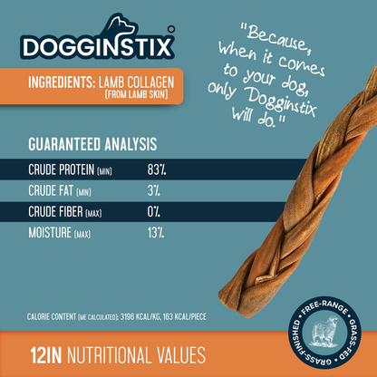 Doggin Stix Braided Lamb Collagen