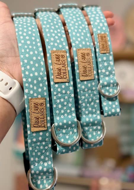 Teal Fawn Polka Dot Dog Collar, Dixie Lane Collars